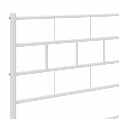 White Metal Bed Frame with Headboard - 140x200cm (Mattress Not Included)