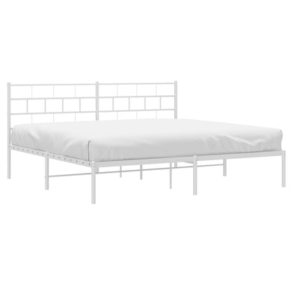 White Metal Bed Frame with Headboard - 180x200cm No Mattress
