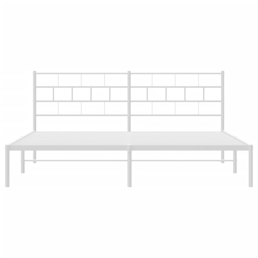 White Metal Bed Frame with Headboard - 180x200cm No Mattress