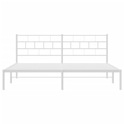 White Metal Bed Frame with Headboard - 180x200cm No Mattress