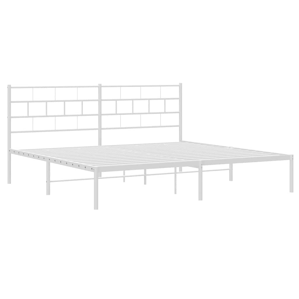 White Metal Bed Frame with Headboard 183x213cm - No Mattress
