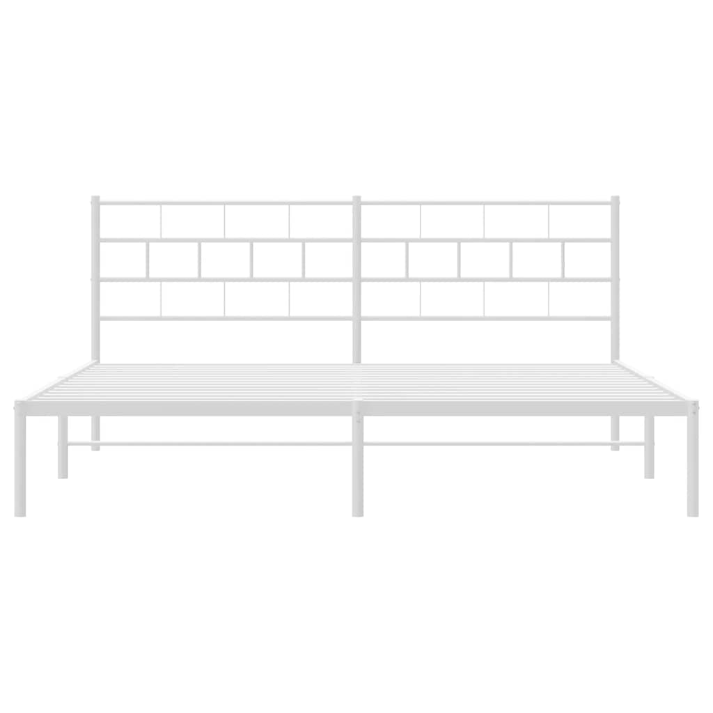 White Metal Bed Frame with Headboard 183x213cm - No Mattress