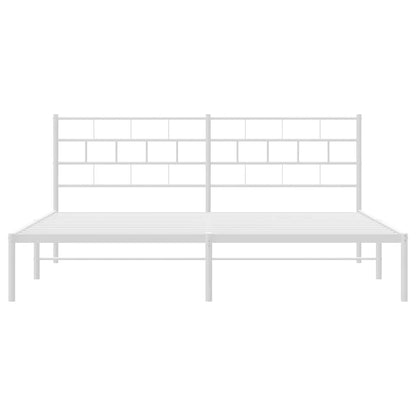 White Metal Bed Frame with Headboard 183x213cm - No Mattress