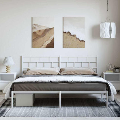 Metal Bed Frame without Mattress with Headboard White 193x203cm