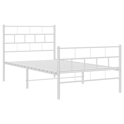 Metal Bed Frame without Mattress with Footboard White 90x190cm