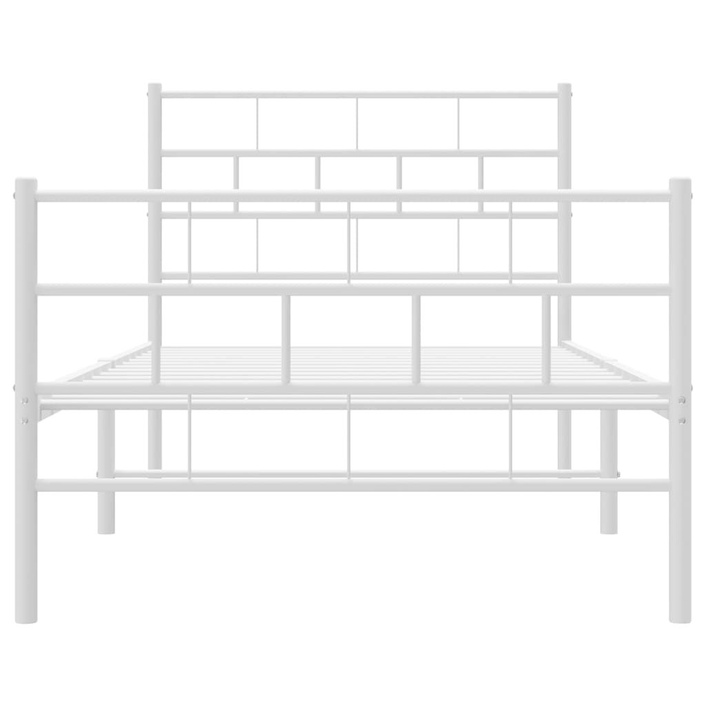 Metal Bed Frame without Mattress with Footboard White 90x190cm