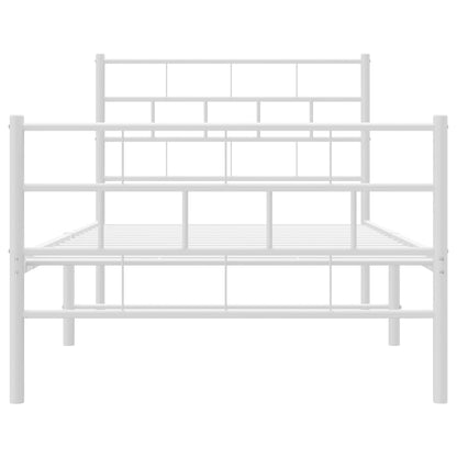 Metal Bed Frame without Mattress with Footboard White 90x190cm