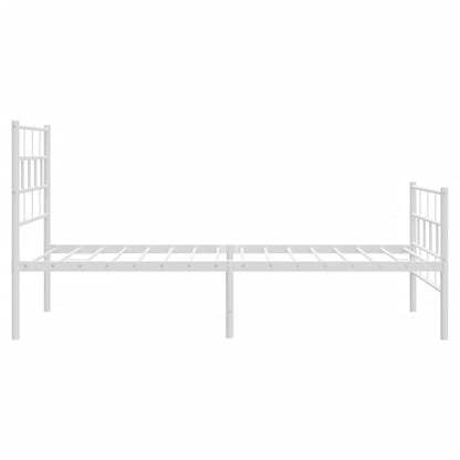 Metal Bed Frame without Mattress with Footboard White 90x190cm