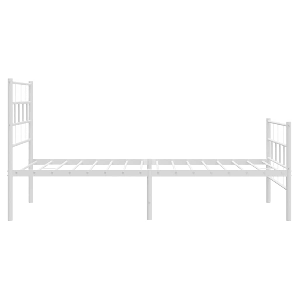 White Metal Bed Frame with Footboard, 100x190cm - No Mattress