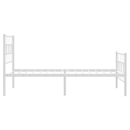 White Metal Bed Frame with Footboard, 100x190cm - No Mattress