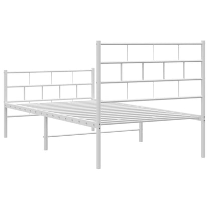 White Metal Bed Frame with Footboard, 100x190cm - No Mattress