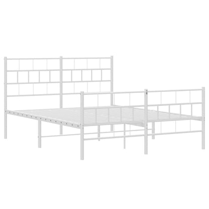 White Metal Bed Frame with Footboard - 120x190cm, Mattress Not Included