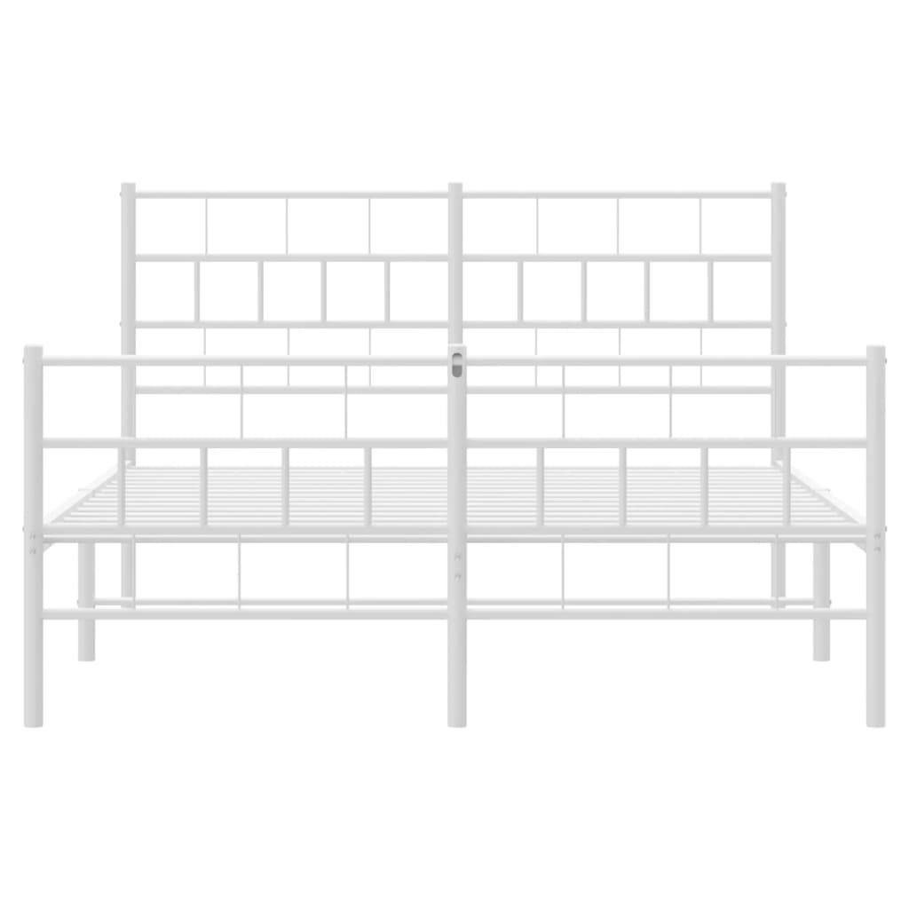 White Metal Bed Frame with Footboard - 120x190cm, Mattress Not Included