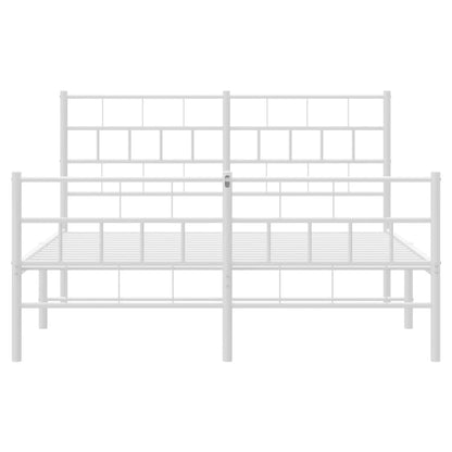 White Metal Bed Frame with Footboard - 120x190cm, Mattress Not Included