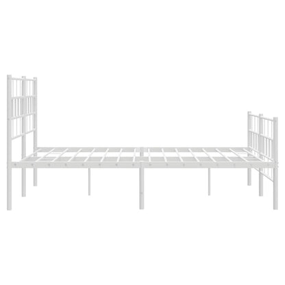 White Metal Bed Frame with Footboard - 120x200cm No Mattress
