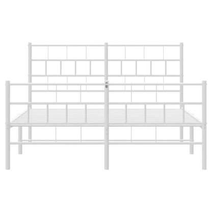 Metal Bed Frame without Mattress with Footboard White 135x190cm