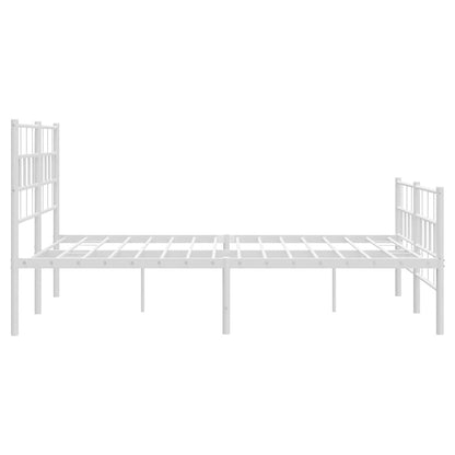 Metal Bed Frame without Mattress with Footboard White 135x190cm