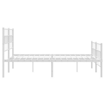 Stylish White Metal Bed Frame with Footboard 140x190cm