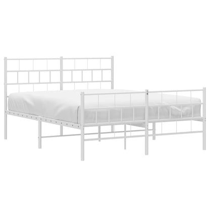 White Metal Bed Frame with Footboard - 140x200cm - No Mattress