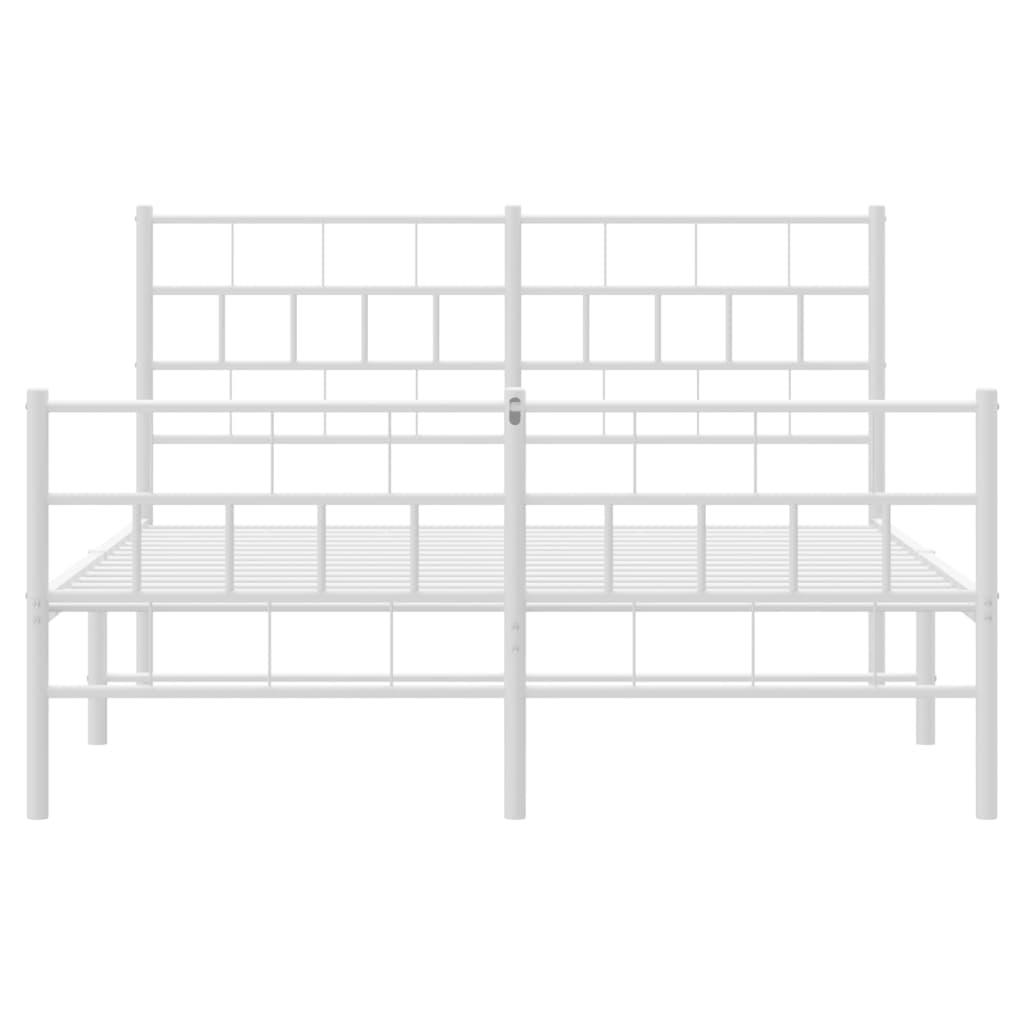 White Metal Bed Frame with Footboard - 140x200cm - No Mattress