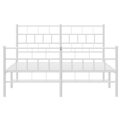 White Metal Bed Frame with Footboard - 140x200cm - No Mattress