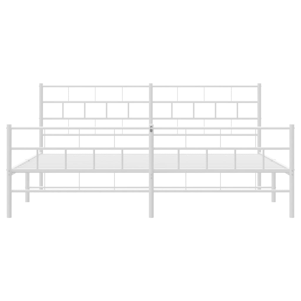 Elegant White Metal Bed Frame with Footboard 180x200cm