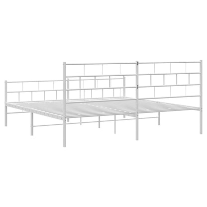 Elegant White Metal Bed Frame with Footboard 180x200cm