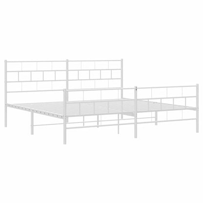 White Metal Bed Frame with Footboard 183x213cm - Mattress Not Included