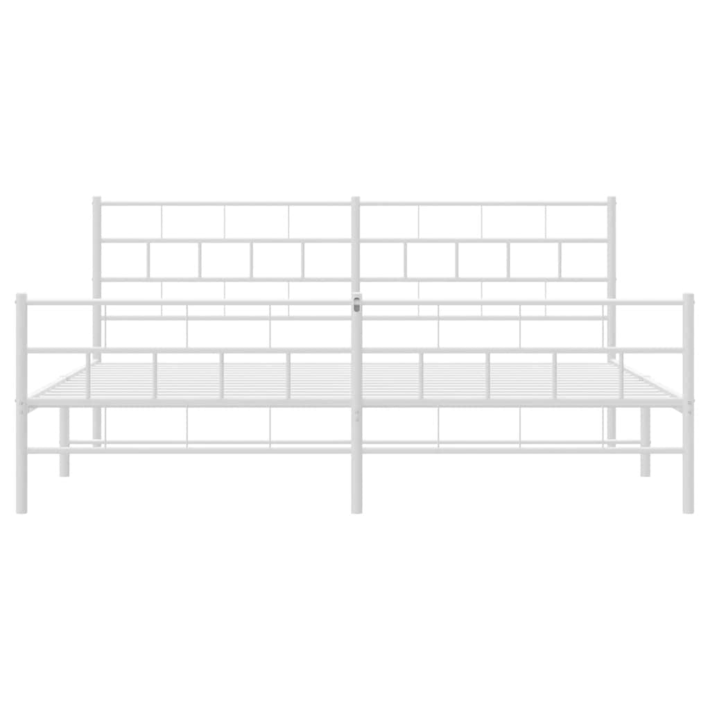White Metal Bed Frame with Footboard 183x213cm - Mattress Not Included