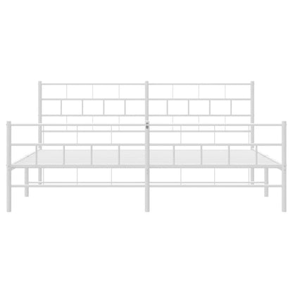 White Metal Bed Frame with Footboard 183x213cm - Mattress Not Included