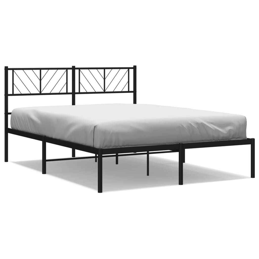 Black Metal Bed Frame with Headboard, No Mattress, 120x200cm