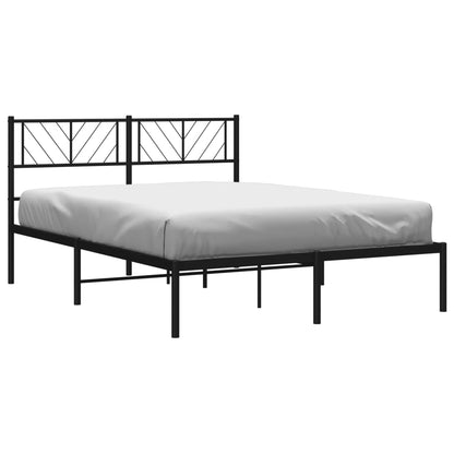 Black Metal Bed Frame with Headboard, No Mattress, 120x200cm
