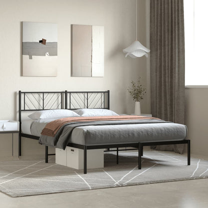 Black Metal Bed Frame with Headboard, No Mattress, 120x200cm