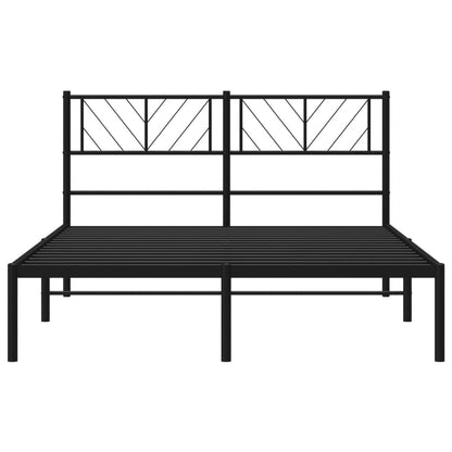 Black Metal Bed Frame with Headboard, 140x200cm - No Mattress