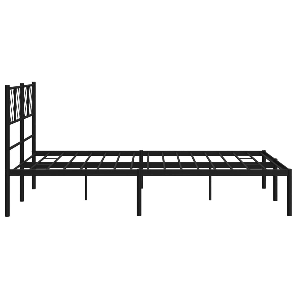 Black Metal Bed Frame with Headboard, 140x200cm - No Mattress