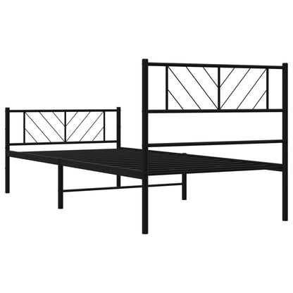 Black Metal Bed Frame with Footboard (100x200cm) - Mattress Not Included