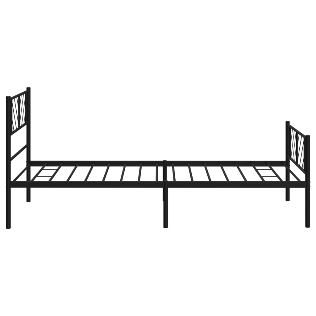 Sleek Black Metal Bed Frame with Footboard 107x203cm - No Mattress