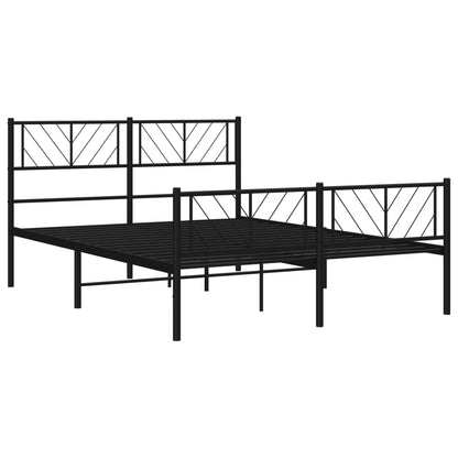 Black Metal Bed Frame with Footboard - 120x190cm (No Mattress)