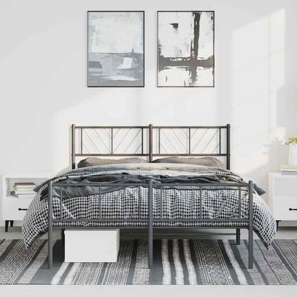 Sturdy Black Metal Bed Frame with Footboard, 135x190cm