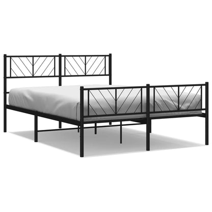 Sleek Black Metal Bed Frame with Footboard, 140x200cm