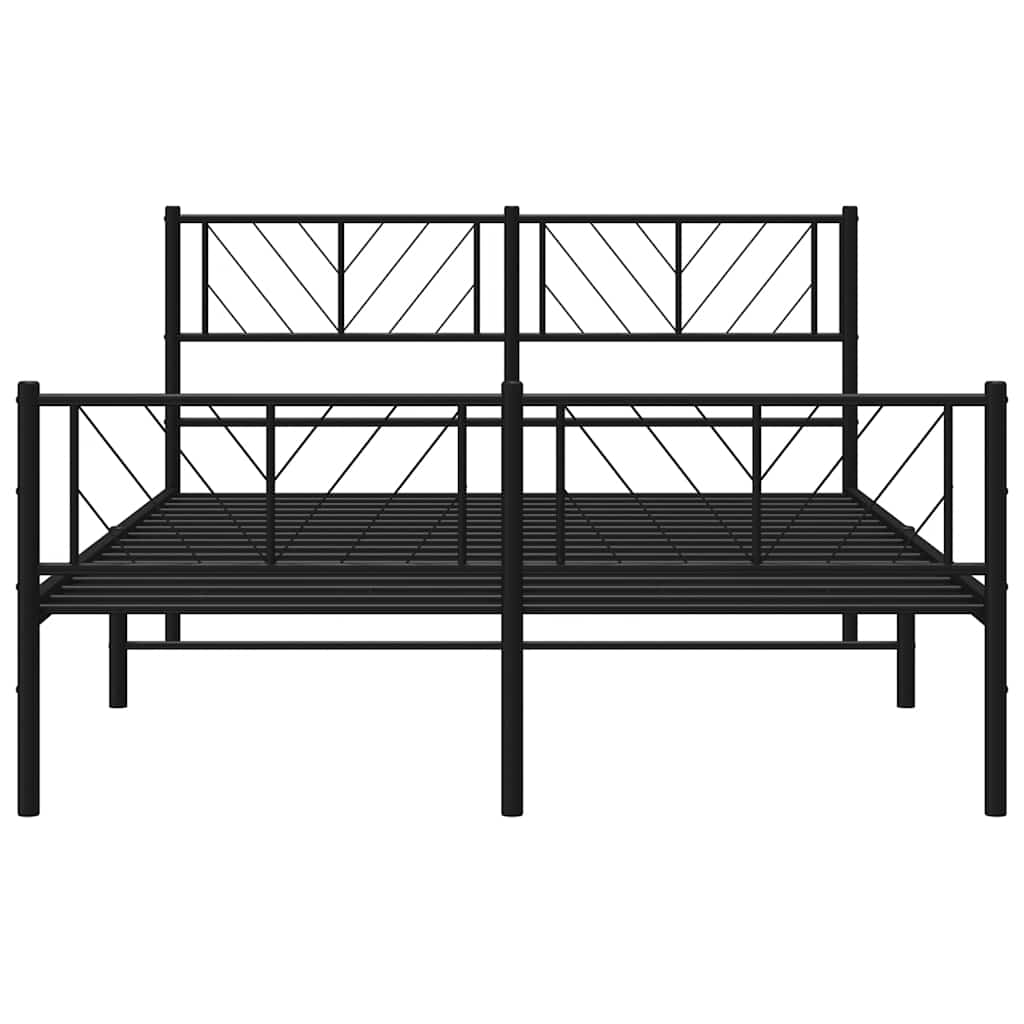 Elegant Black Metal Bed Frame with Footboard - 150x200cm