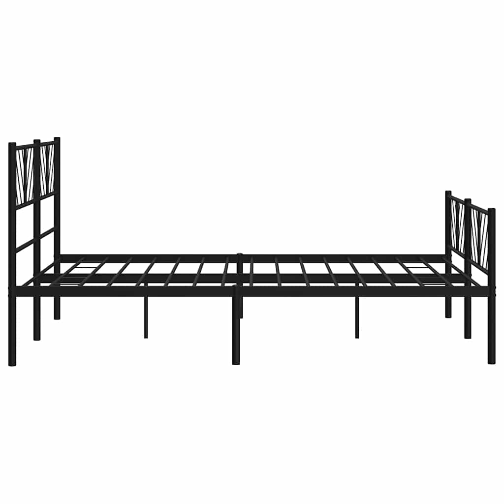 Elegant Black Metal Bed Frame with Footboard - 150x200cm