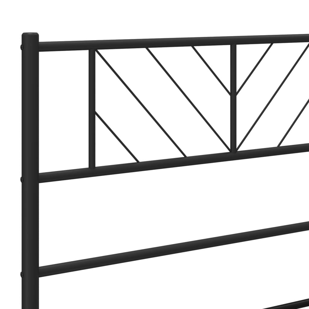 Black Metal Bed Frame with Footboard 160x200cm - No Mattress