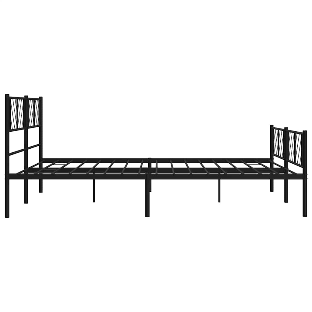 Black Metal Bed Frame with Footboard - 193x203cm, No Mattress