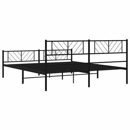 Black Metal Bed Frame with Footboard - 193x203cm, No Mattress