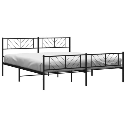 Black Metal Bed Frame 200x200cm with Footboard - No Mattress