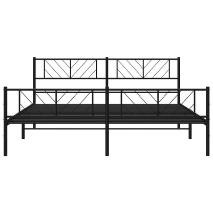 Black Metal Bed Frame 200x200cm with Footboard - No Mattress