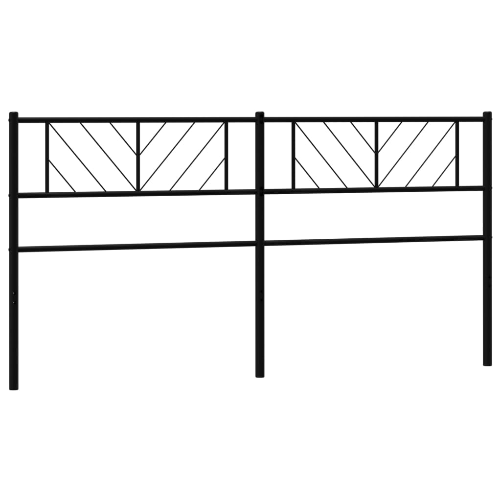 Sleek Black Metal Headboard - 200 cm Elegant Bedroom Accent