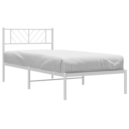 Metal Bed Frame without Mattress with Headboard White 75x190cm