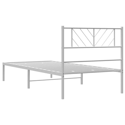 White Metal Bed Frame 80x200cm with Headboard - No Mattress